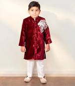 Maroon embroidered sherwani