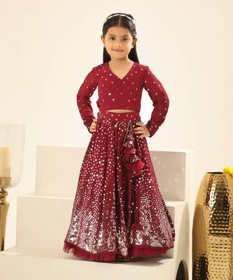 Marron embroidered lehenga choli set 1