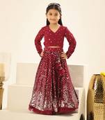 Marron embroidered lehenga choli set