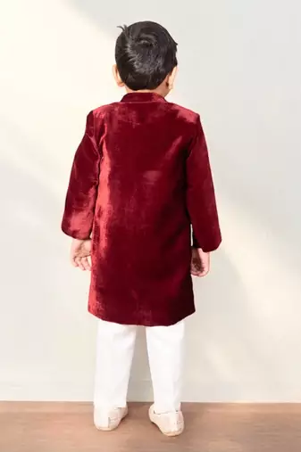 Maroon embroidered sherwani