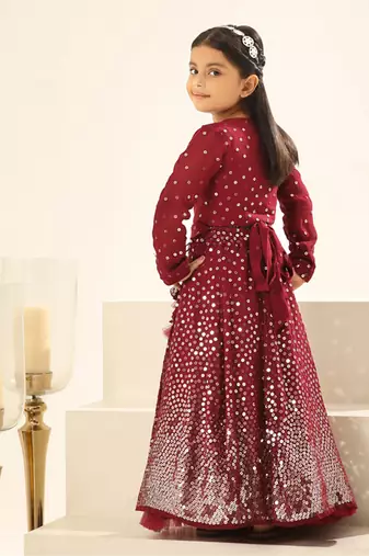 Marron embroidered lehenga choli set
