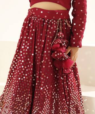 Marron embroidered lehenga choli set 3