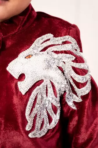 Maroon embroidered sherwani