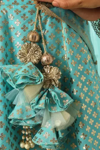Blue chanderi lehenga choli