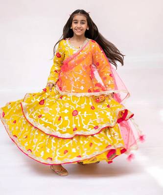 Yellow gota embroidered anarkali 1