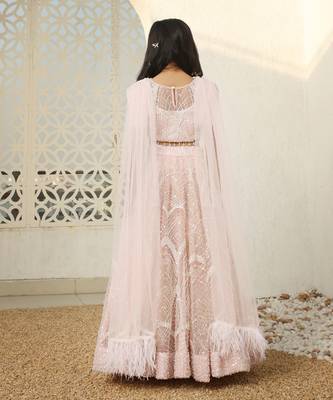 Peach cut dana work choli with lehenga 2