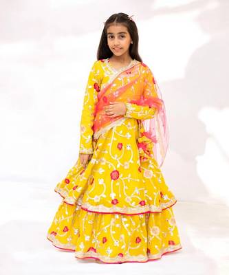 Yellow gota embroidered anarkali 2