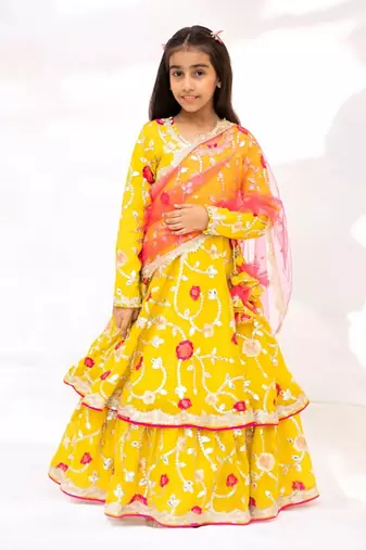 Yellow gota embroidered anarkali