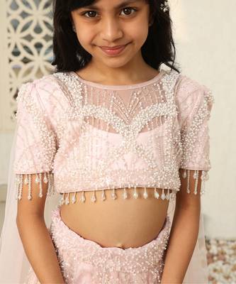 Peach cut dana work choli with lehenga 3