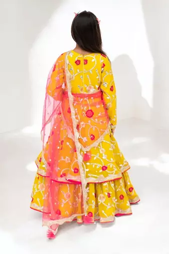 Yellow gota embroidered anarkali