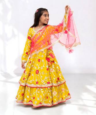 Yellow gota embroidered anarkali 5
