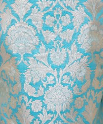 Blue brocade jacket with kurta and pant 3