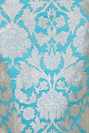 Blue brocade jacket with kurta and pant