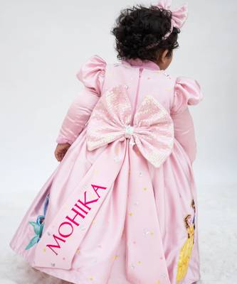 Baby pink satin gown 2