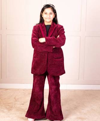 Maroon corduroy coat set     winter classic 1