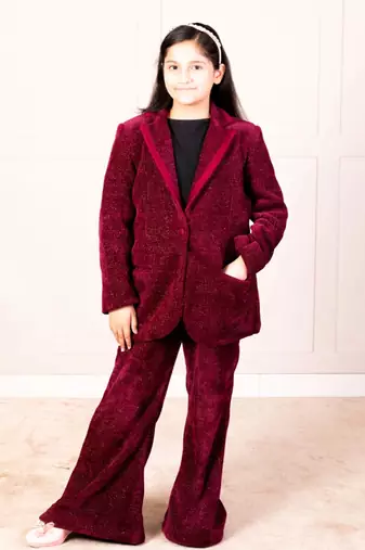 Maroon corduroy coat set     winter classic