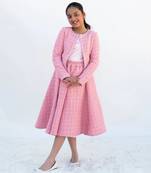 Pink tweed crop top & skirt     a winter party essential