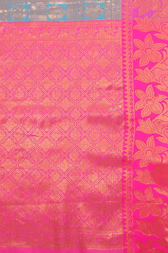 Light blue woven kanchipuram art silk handloom saree with blouse