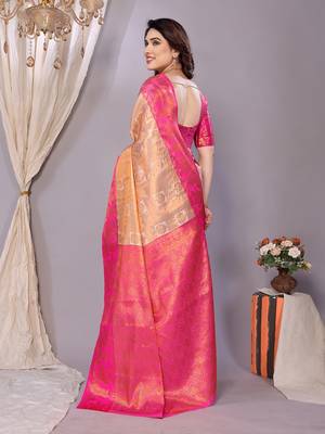 Wight woven kanchipuram art silk handloom saree with blouse 3