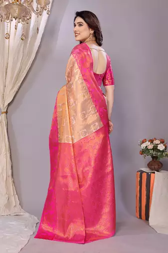 Wight woven kanchipuram art silk handloom saree with blouse