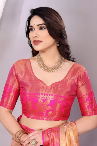 Wight woven kanchipuram art silk handloom saree with blouse