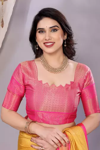 Purple woven kanchipuram art silk handloom saree with blouse