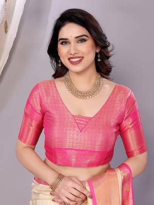Light blue woven kanchipuram art silk handloom saree with blouse 5
