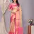 Pink woven banarasi organza saree with blouse