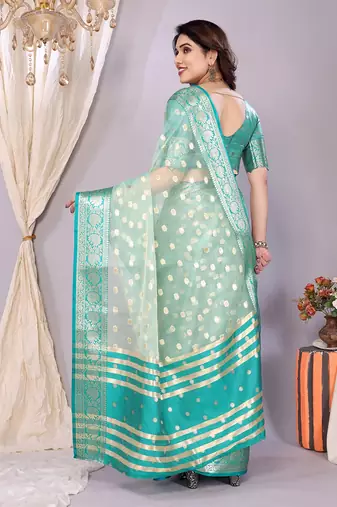 Sky wovenkanchipuram art silk handloom saree with blouse