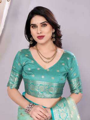 Sky wovenkanchipuram art silk handloom saree with blouse 5