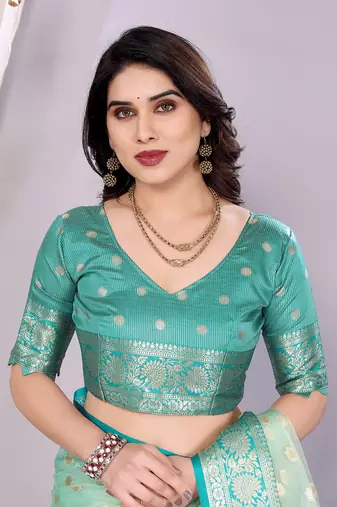 Sky wovenkanchipuram art silk handloom saree with blouse