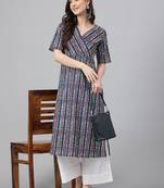 Women's Rayon Printed Designer Angrakha Style A Line Ethnic Kurti For Casual Wear & Festive Wear
