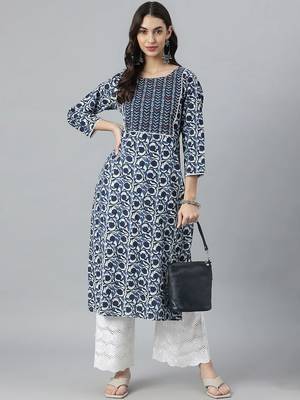 Noor Startup Women's Rayon Self Design D11 Ethnic Floral Printed A Line Kurti For Womens & Girls #JustGo4It 1