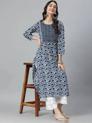 Noor Startup Women's Rayon Self Design D11 Ethnic Floral Printed A Line Kurti For Womens & Girls #JustGo4It 2