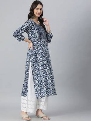 Noor Startup Women's Rayon Self Design D11 Ethnic Floral Printed A Line Kurti For Womens & Girls #JustGo4It 4