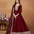 Red embroidery art silk anarkali suit