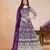 Purple embroidery net anarkali suit