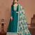 Teal blue embroidery art silk anarkali suit