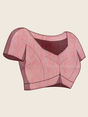 pink organza zari woven saree with unstitched blouse piece 5