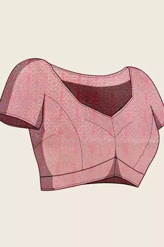 pink organza zari woven saree with unstitched blouse piece