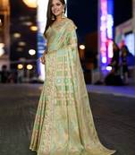 pista organza zari woven saree with unstitched blouse piece