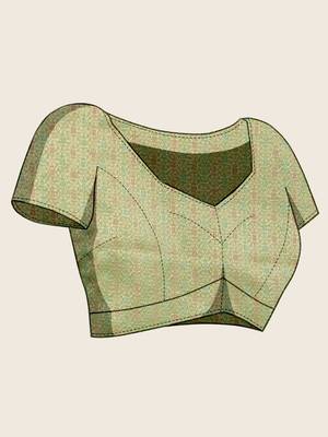 pista organza zari woven saree with unstitched blouse piece 5