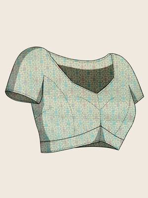 sky blue organza zari woven saree with unstitched blouse piece 5