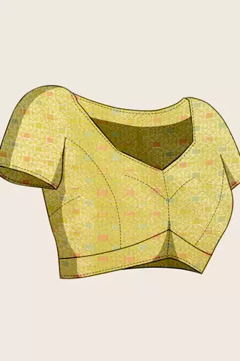 yellow organza zari woven saree with unstitched blouse piece