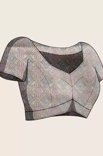 grey organza zari woven saree with unstitched blouse piece
