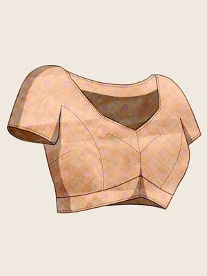 peach organza zari woven saree with unstitched blouse piece 5
