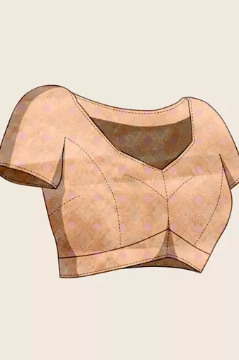 peach organza zari woven saree with unstitched blouse piece
