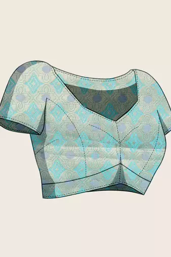 sky blue organza zari woven saree with unstitched blouse piece