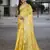 yellow organza zari woven saree with unstitched blouse piece