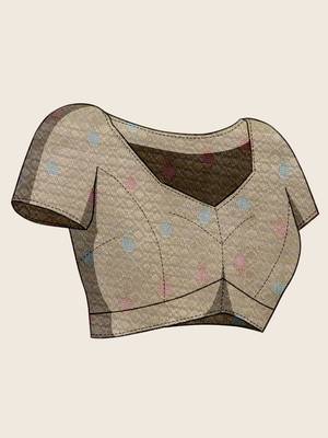 grey organza zari woven saree with unstitched blouse piece 5